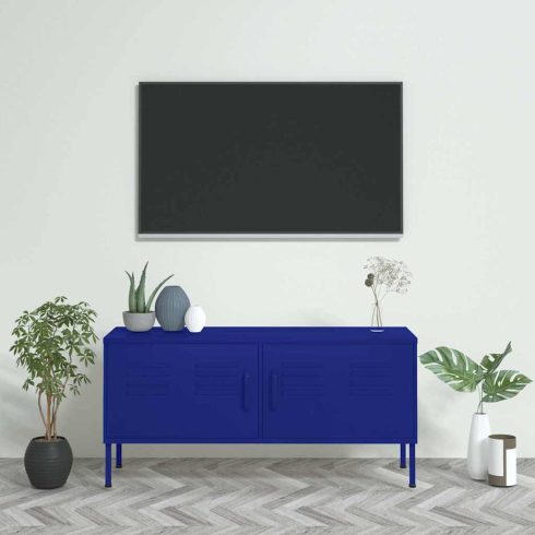 Tengerészkék acél TV-szekrény 105 x 35 x 50 cm