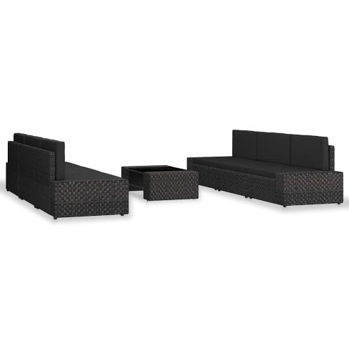 7 részes fekete polyrattan kerti ülőgarnitúra