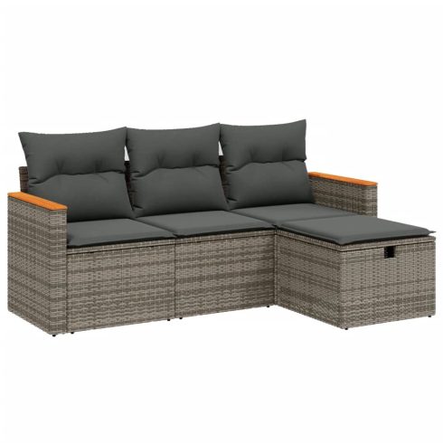 4 részes szürke polyrattan kerti ülőgarnitúra párnákkal