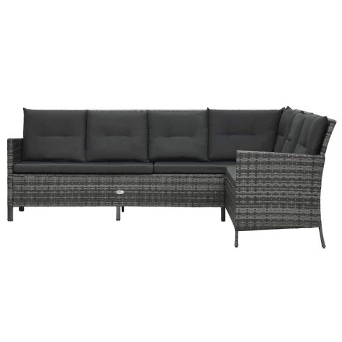 3-részes szürke polyrattan kerti bútorgarnitúra párnákkal