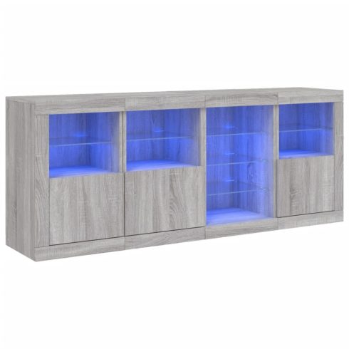 Szürke sonoma tálalószekrény LED-világítással 164 x 37 x 67 cm