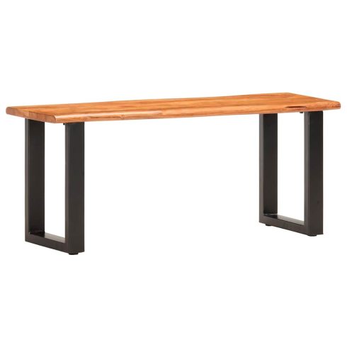 Tömör akácfa és acél természetes szélű pad 110 cm