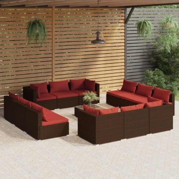   13 részes barna polyrattan kerti ülőgarnitúra párnákkal