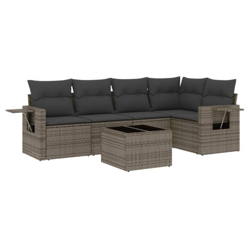 6 részes szürke polyrattan kerti ülőgarnitúra párnákkal
