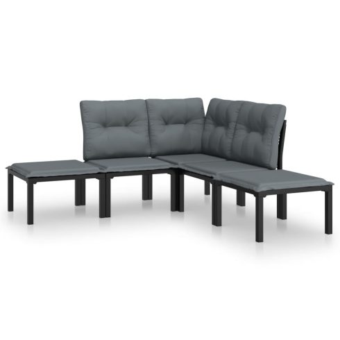 5 részes fekete-szürke polyrattan kerti ülőgarnitúra