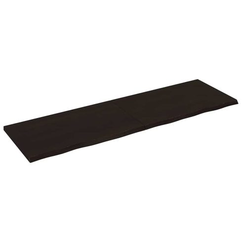 Sötétbarna kezelt tömör fa fürdőszobai pult 200x60x(2-4) cm