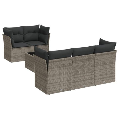 6 részes szürke polyrattan kerti ülőgarnitúra párnákkal