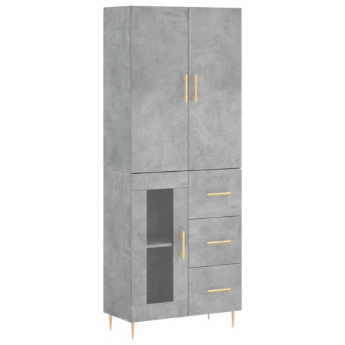 Betonszürke szerelt fa magasszekrény 69,5 x 34 x 180 cm