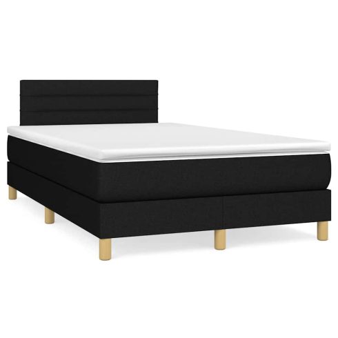 Fekete szövet rugós és LED-es ágy matraccal 120 x 190 cm