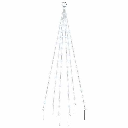 Karácsonyfa zászlórúdon 108 hideg fehér LED-del 180 cm