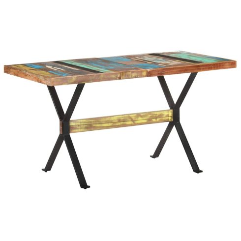 Tömör újrahasznosított fa étkezőasztal 140 x 70 x 76 cm
