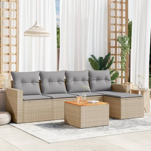 Patio Sofa Set 5-személyes Keverék bézs és világos szürke