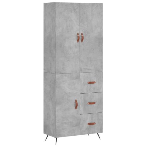 Betonszürke szerelt fa magasszekrény 69,5 x 34 x 180 cm