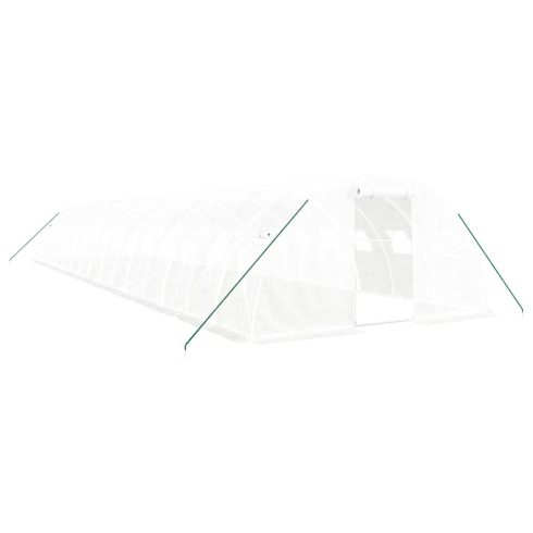Fehér acélvázas melegház 64 m² 16 x 4 x 2 m