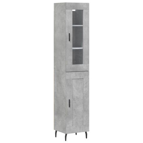 Betonszürke szerelt fa magasszekrény 34,5x34x180 cm