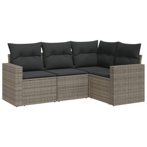 4 részes szürke polyrattan kerti ülőgarnitúra párnákkal