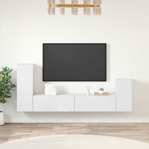 4 részes fehér szerelt fa TV-szekrényszett