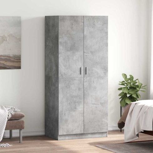 Betonszürke szerelt fa ruhásszekrény 80 x 52 x 180 cm