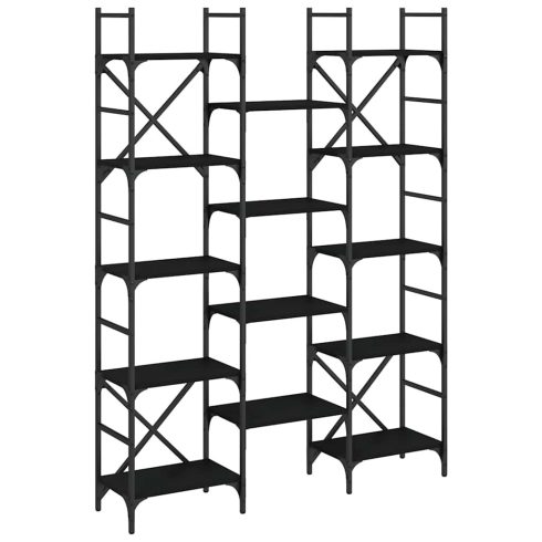Fekete szerelt fa könyvespolc 127,5x28,5x172,5 cm