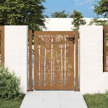 Corten acél, bambusz mintás kerti kapu 100x125 cm