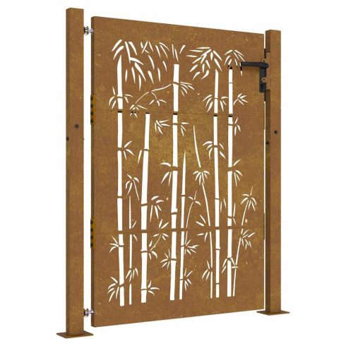 Corten acél, bambusz mintás kerti kapu 100x125 cm