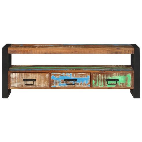 Tömör újrahasznosított fa TV-szekrény 120 x 30 x 45 cm