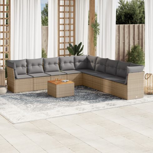 Patio Sofa Set 9-személyes Keverék bézs és világos szürke