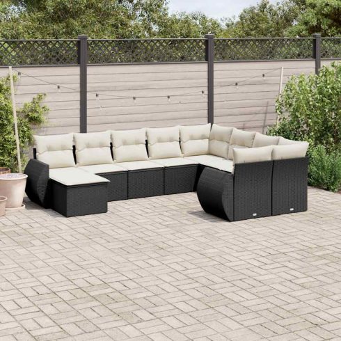 Patio Sofa Set 9-személyes Fekete és Krém