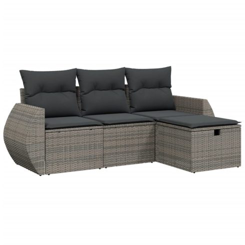 4 részes szürke polyrattan kerti ülőgarnitúra párnákkal