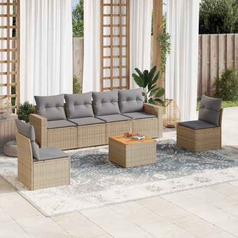 Patio Sofa Set 7-személyes Keverék bézs és világos szürke