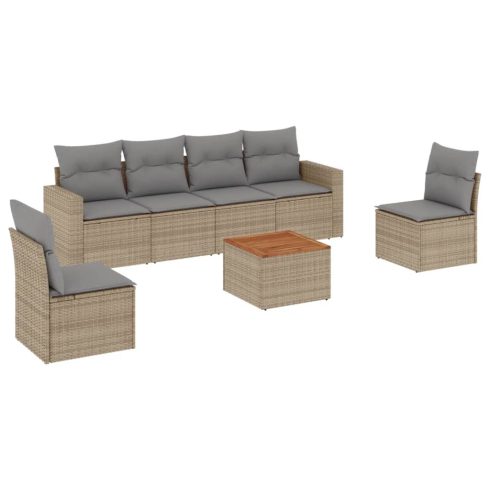 Patio Sofa Set 7-személyes Keverék bézs és világos szürke