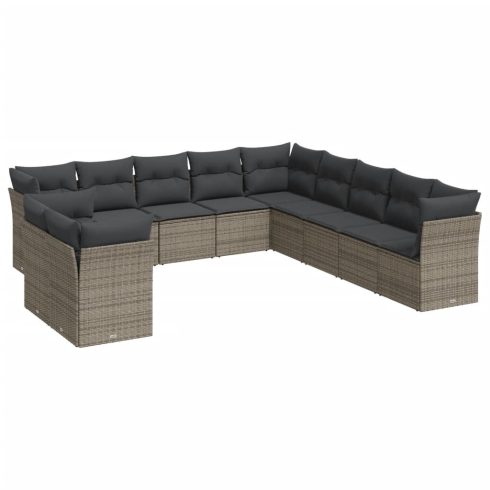 11 részes szürke polyrattan kerti ülőgarnitúra párnákkal