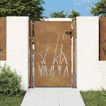 Corten acél kerti kapu 100x125 cm, fűmintás