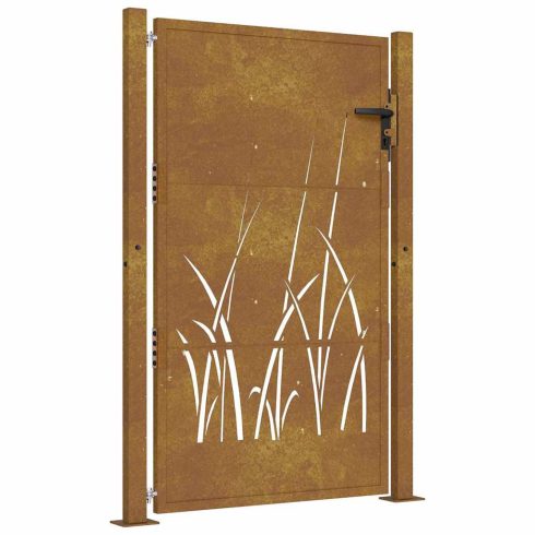 Corten acél kerti kapu 100x125 cm, fűmintás