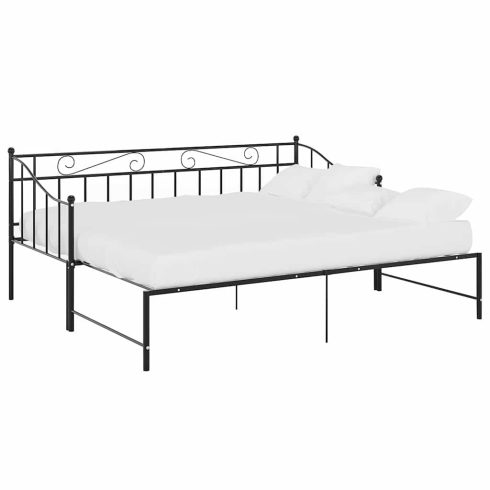 Fekete fém kihúzható kanapéágykeret 90 x 200 cm