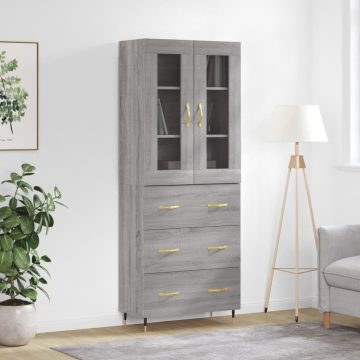 Szürke sonoma szerelt fa magasszekrény 69,5 x 34 x 180 cm
