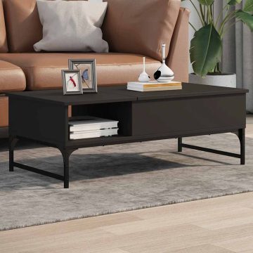 Fekete szerelt fa és fém dohányzóasztal 100 x 50 x 35 cm