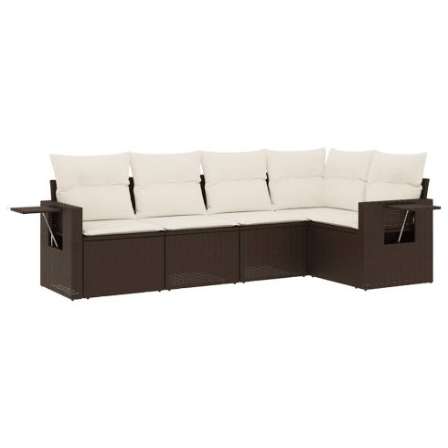 5 részes barna polyrattan kerti ülőgarnitúra párnával