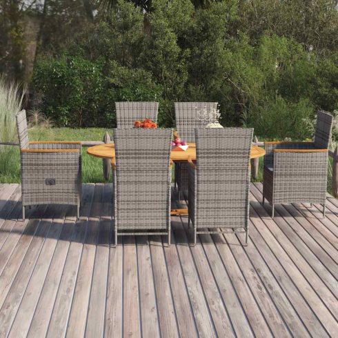 7 részes szürke polyrattan kerti étkezőgarnitúra