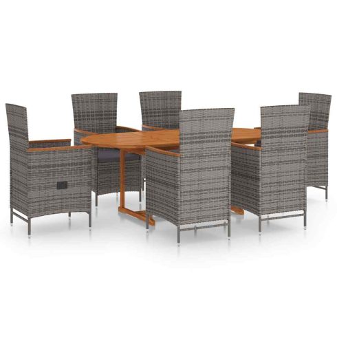 7 részes szürke polyrattan kerti étkezőgarnitúra