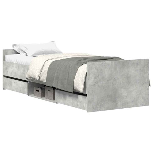 Betonszürke ágykeret fej- és lábtámlával 75 x 190 cm