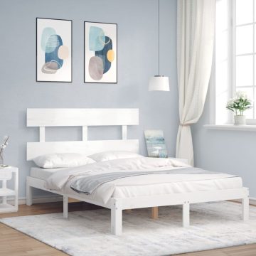 Fehér tömör fa ágykeret fejtámlával Small Double