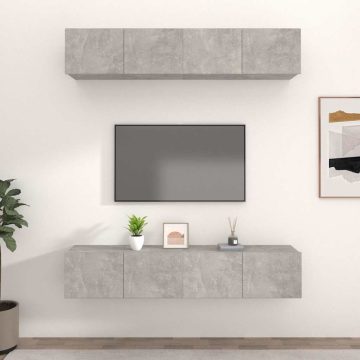   4 db betonszürke szerelt fa fali TV-szekrény 80 x 30 x 30 cm