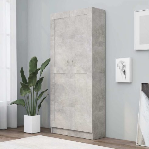 Betonszürke szerelt fa könyvszekrény 82,5 x 30,5 x 185,5 cm