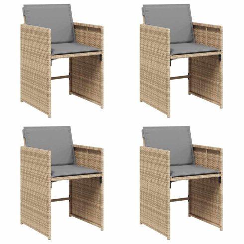 4 db vegyes bézs polyrattan kerti szék párnával