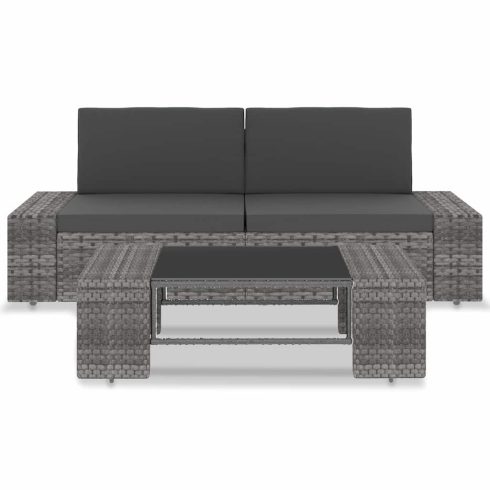 3 részes szürke polyrattan kerti ülőgarnitúra