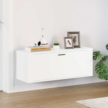 Fehér szerelt fa fali cipőszekrény 100 x 35 x 38 cm