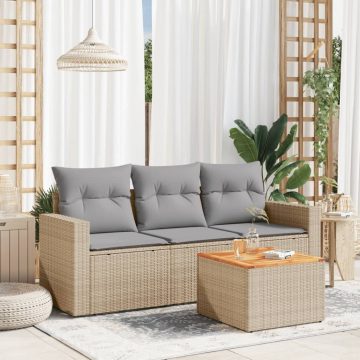   Patio Sofa Set 3-személyes Keverék bézs és világos szürke