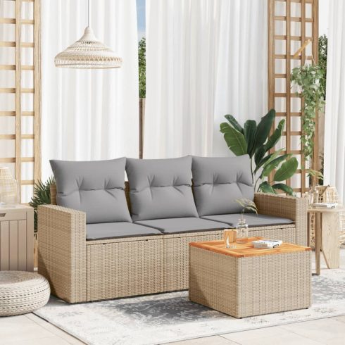 Patio Sofa Set 3-személyes Keverék bézs és világos szürke