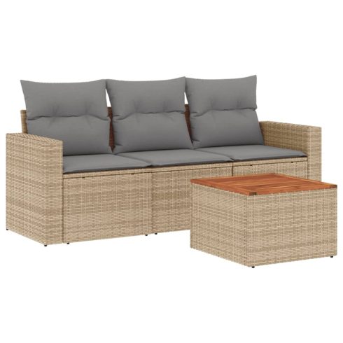 Patio Sofa Set 3-személyes Keverék bézs és világos szürke
